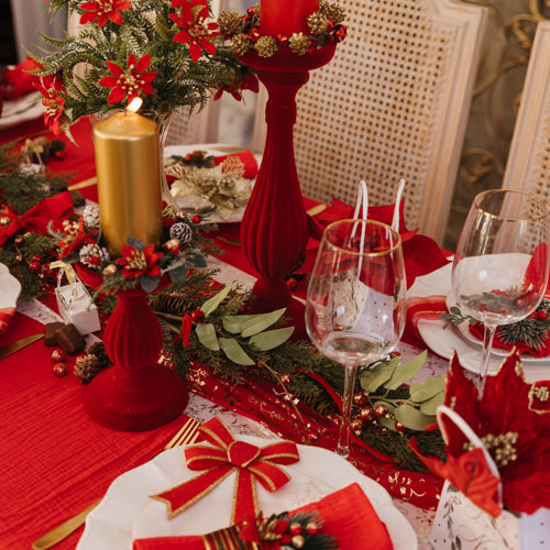 Castiçal Barroco Vermelho veludo 10,8x17,2cm