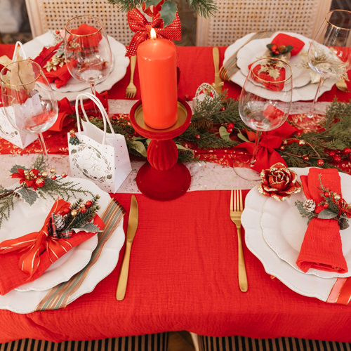 Castiçal Barroco Vermelho veludo 10,8x17,2cm