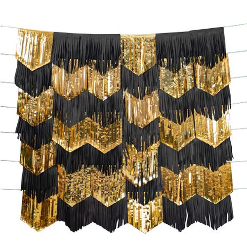 7 Grinaldas Pretas e Douradas metálicas 2m