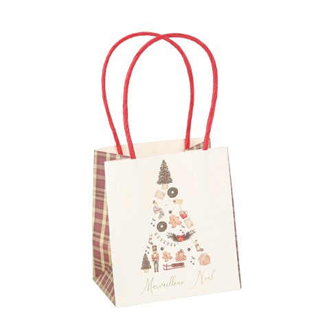 4 Sacos de oferta Presentes Tartan Natal Gourmand 10x11x7cm
