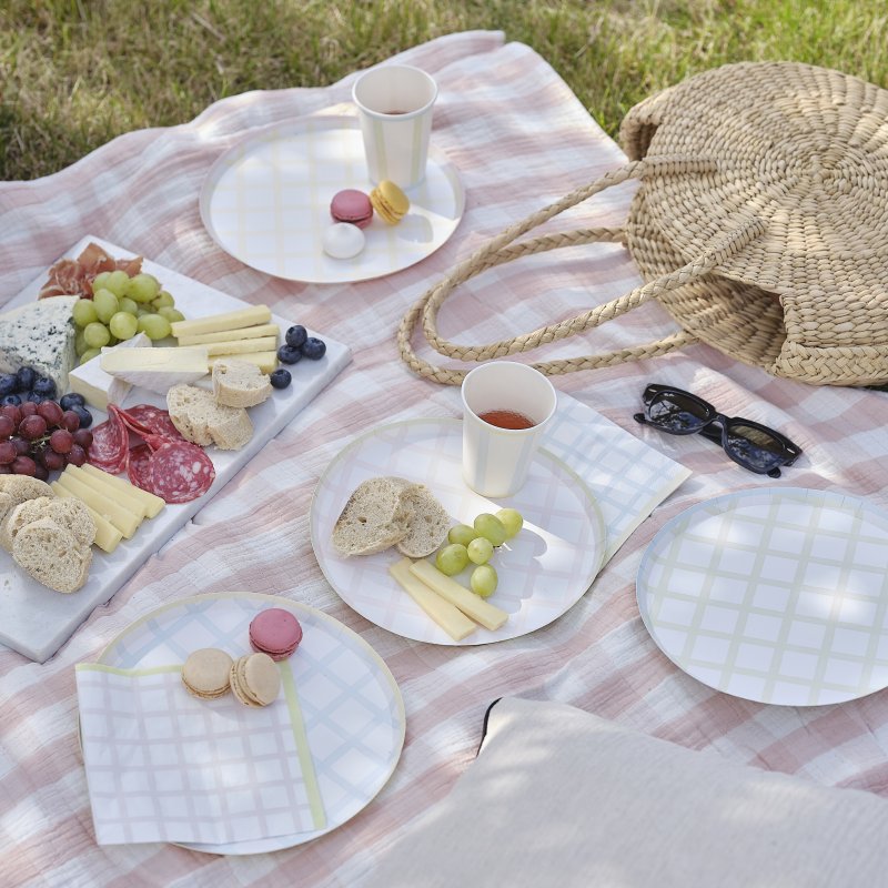 8 Pratos 25cm Pastel Gingham 