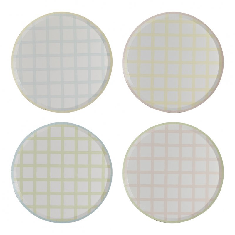 8 Pratos 25cm Pastel Gingham 