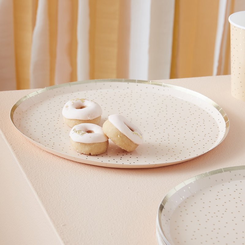 8 Pratos 24cm Peach and Gold