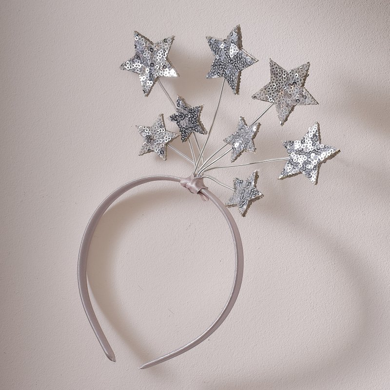 Bandolete Cetim Estrelas Rosa & Prateada