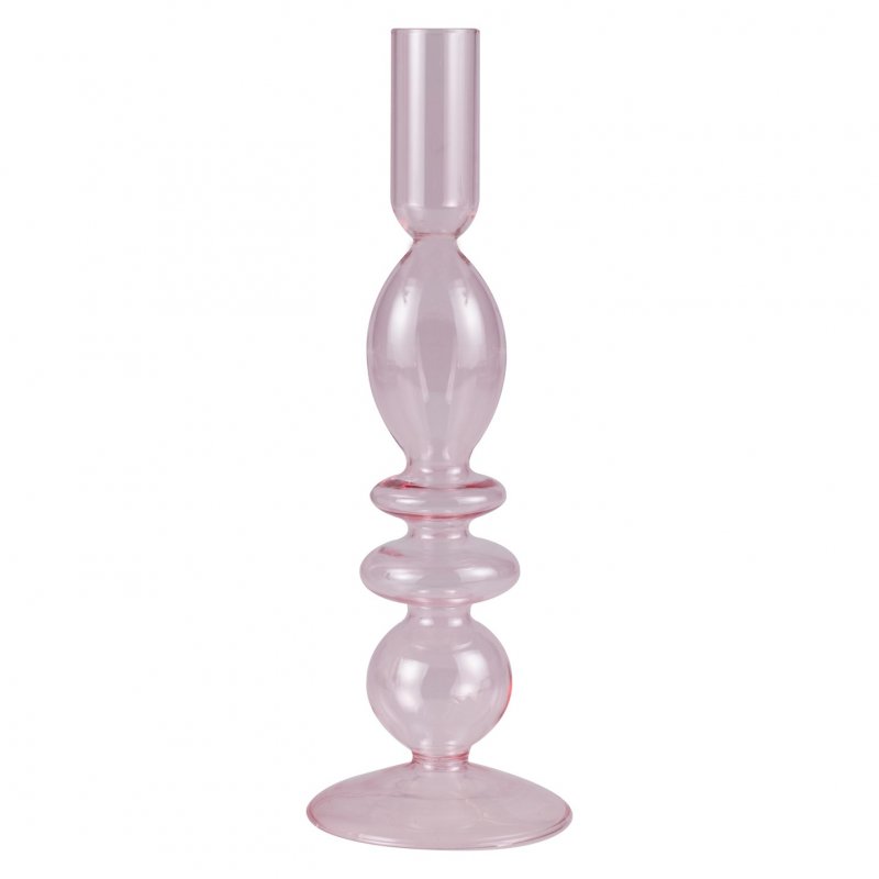 Suporte de Vela em Vidro Rosa