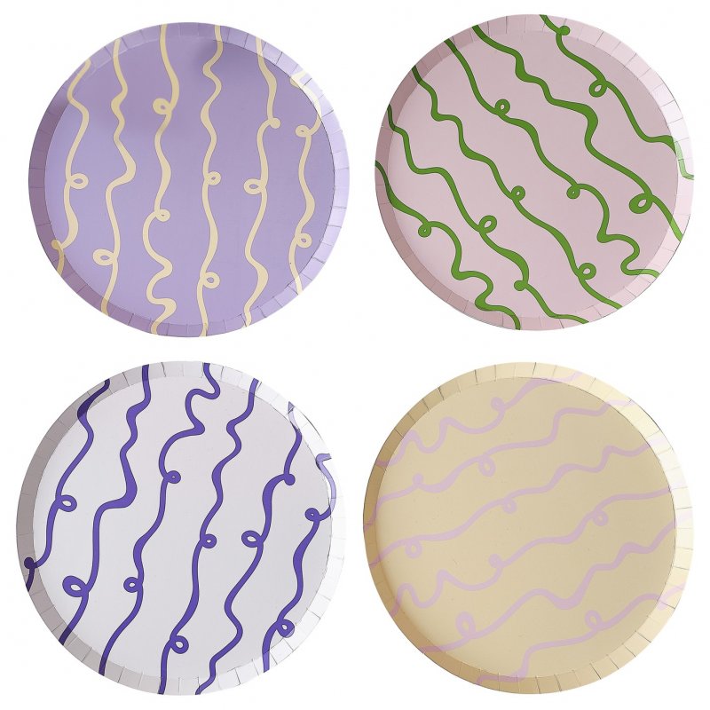 8 Pratos Wavy Pastel