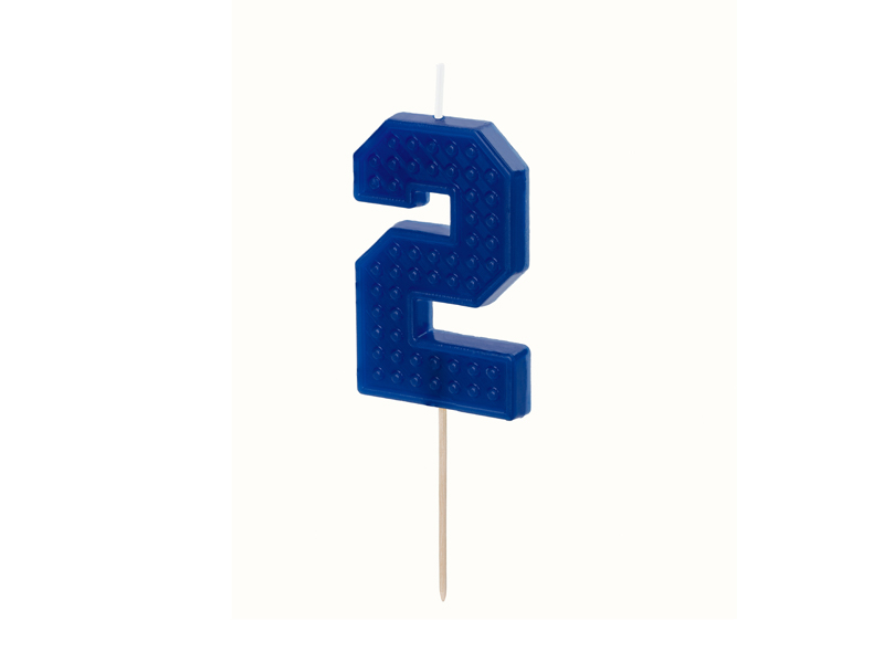 Vela de Aniversário 6cm Building Blocks nº2 Azul