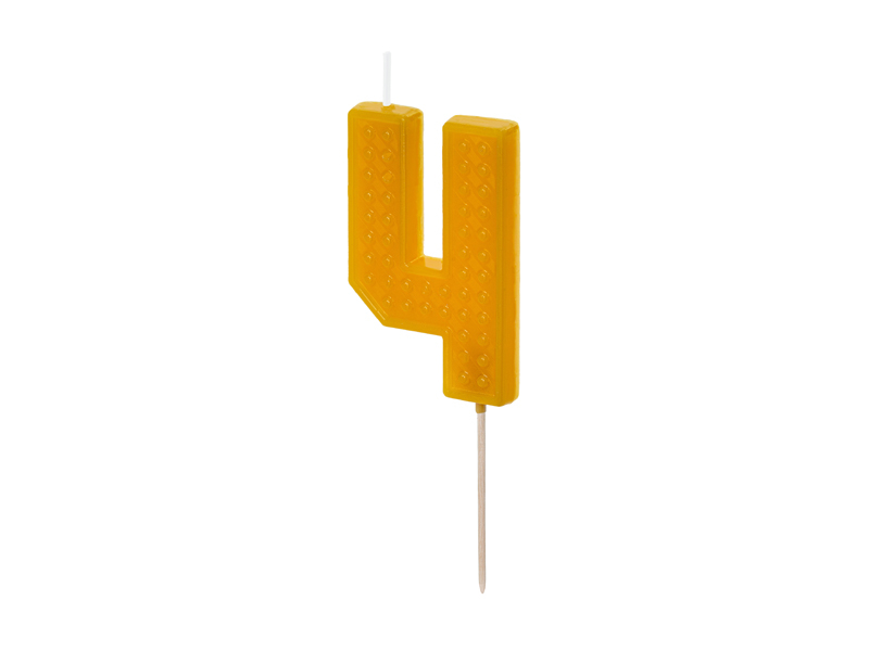Vela de Aniversário 6cm Building Blocks nº4 Amarelo