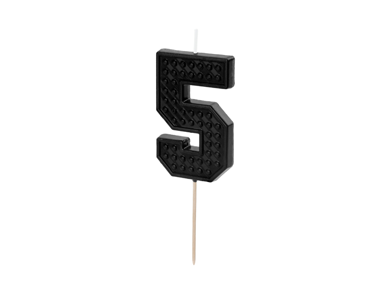 Vela de Aniversário 6cm Building Blocks nº5 Preto