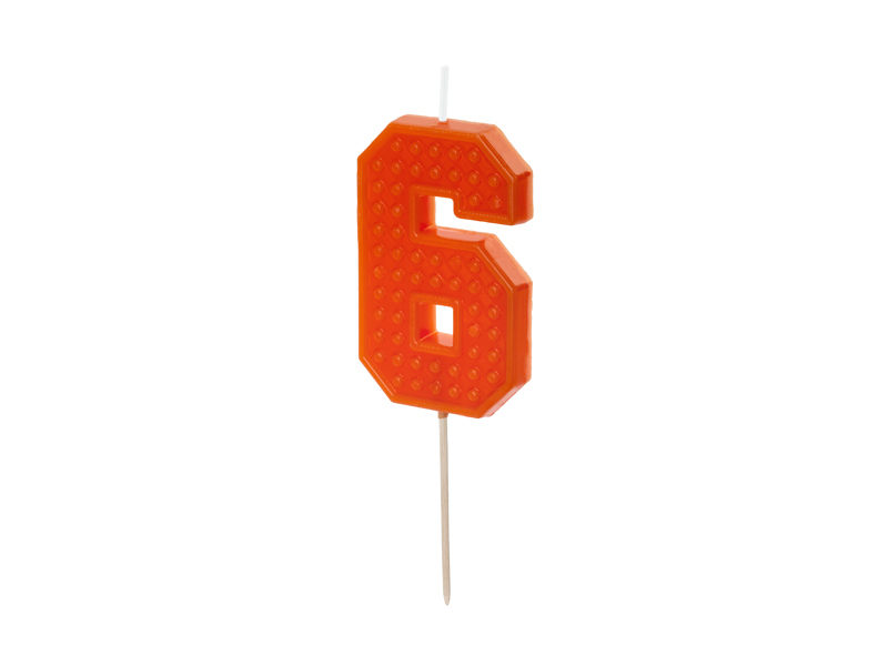Vela de Aniversário 6cm Building Blocks nº6 Laranja