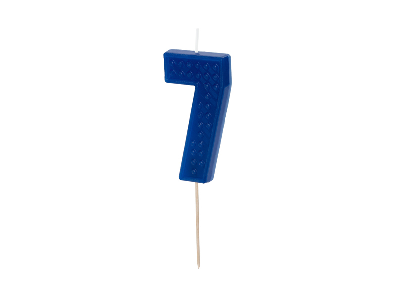 Vela de Aniversário 6cm Building Blocks nº7 Azul