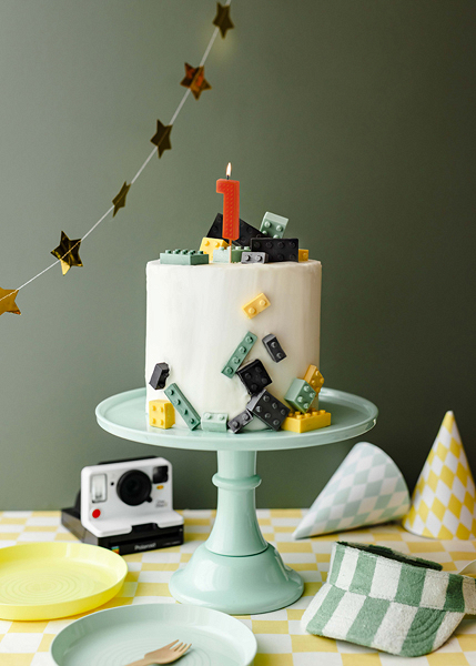 Vela de Aniversário 6cm Building Blocks nº1 Laranja