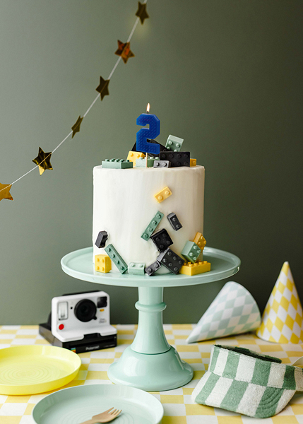 Vela de Aniversário 6cm Building Blocks nº2 Azul