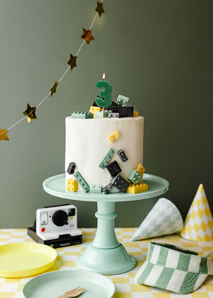 Vela de Aniversário 6cm Building Blocks nº3 Verde
