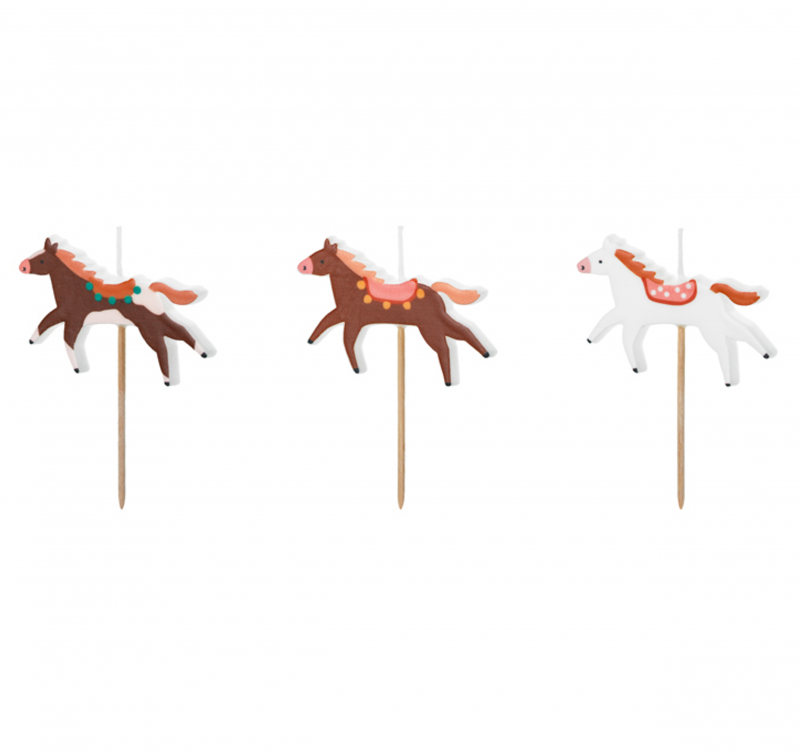 3 Velas de Aniversário Cavalos