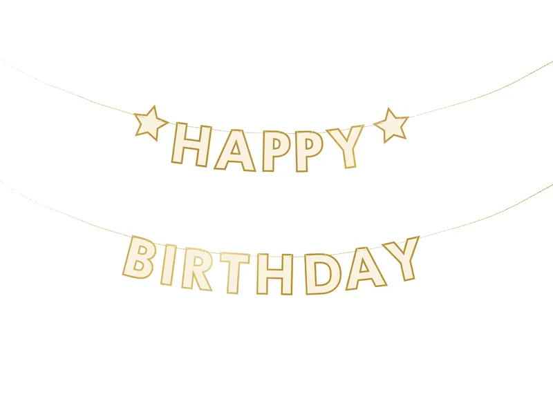 Grinalda Happy Birthday 220x14.5cm Branco & Dourado