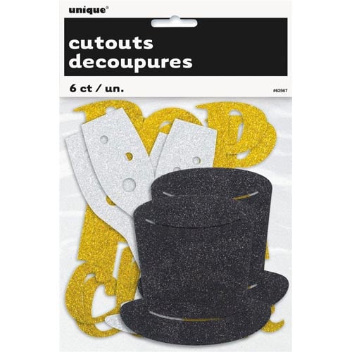 Decoração recortada 'Pop Fizz Clink' Glitter