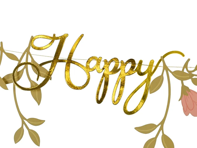 Grinalda Happy Birthday 1,3m Flores