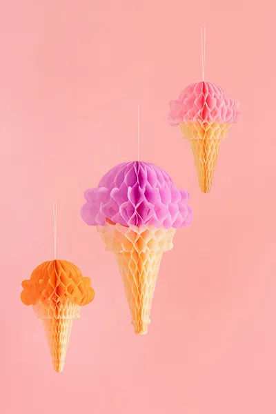 3 Decorações Pendentes Tissue 20-30cm Gelados