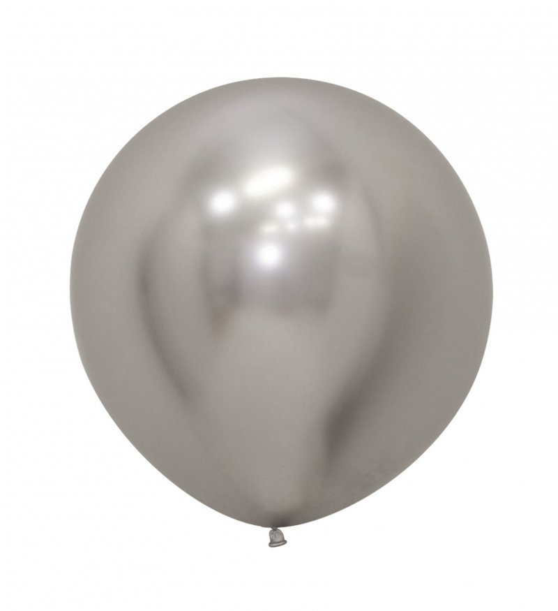 10 Balões latex R24 (60cm) - Reflex Silver - 981