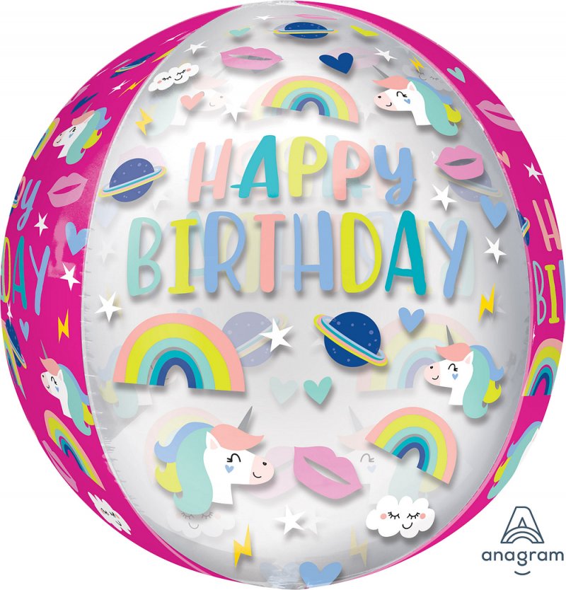 Balão Foil Orbz 38x40cm Happy Birthday Mix