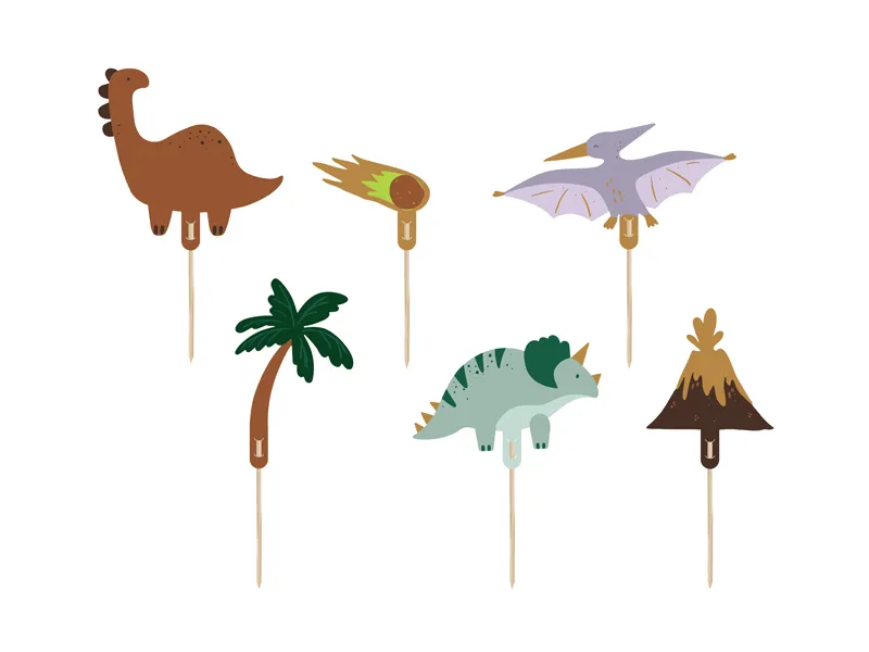 6 Topos de Bolo 8-12cm Dinossauros