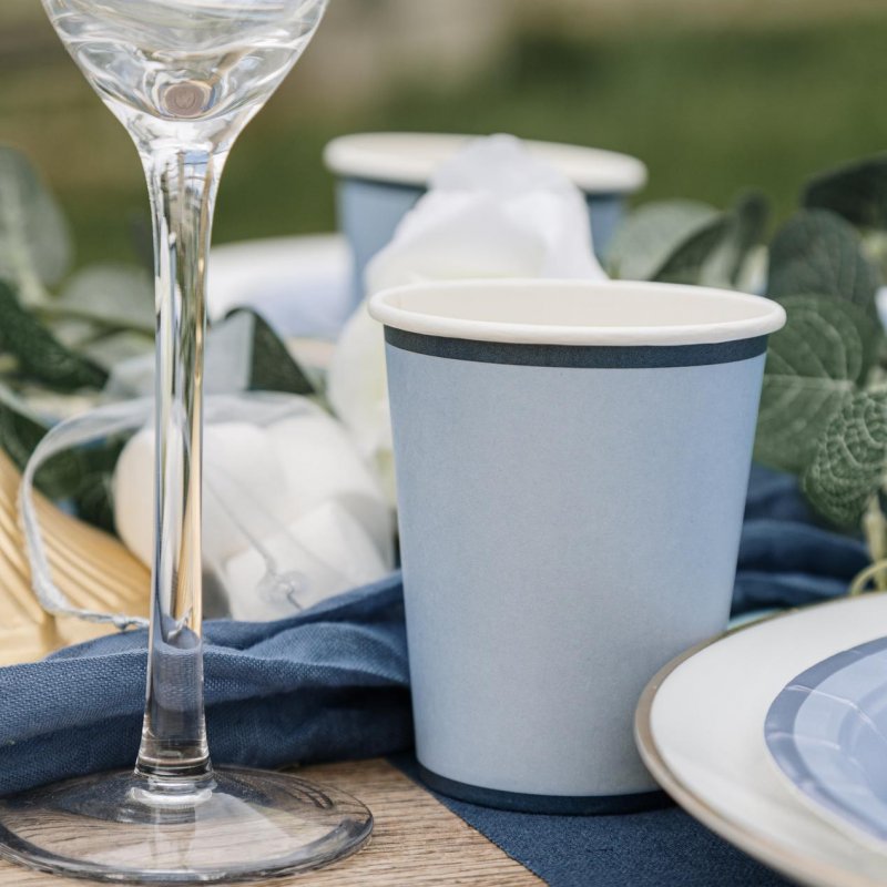 6 Copos 255ml Azul Escuro e Azul Marinho