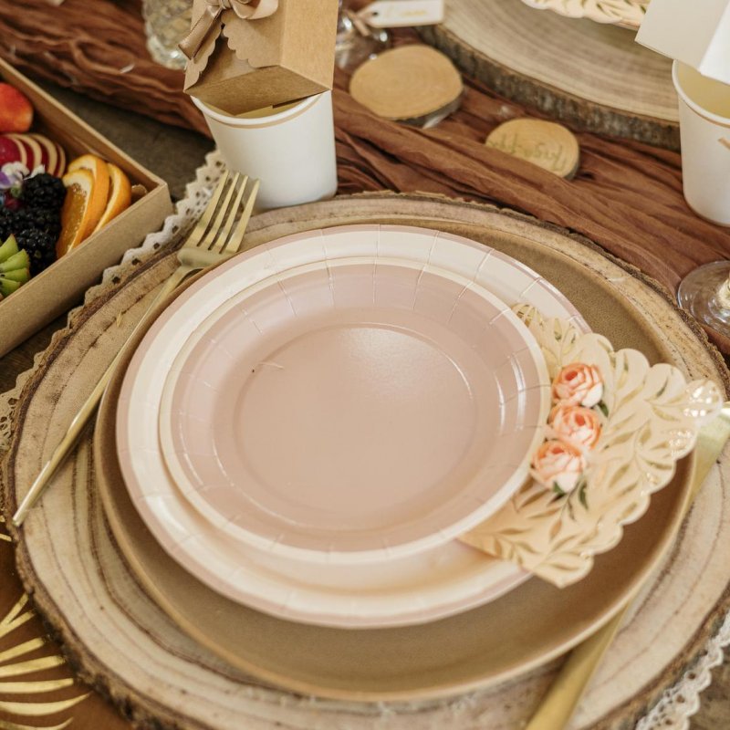 6 Pratos 18cm Rosa e Rosa Pó