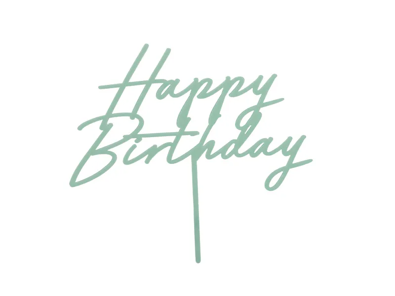 Topo de Bolo Happy Birthday Acrilico 16,5cm Verde Mate