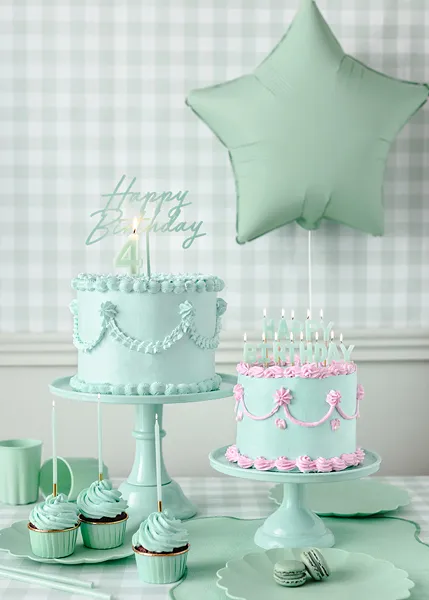 Topo de Bolo Happy Birthday Acrilico 16,5cm Verde Mate