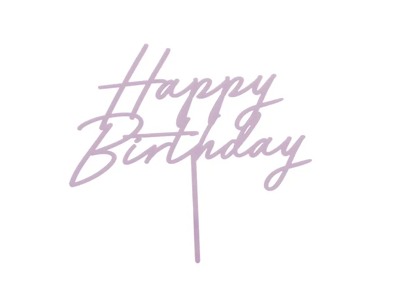 Topo de Bolo Happy Birthday Acrilico 16,5cm Lilás