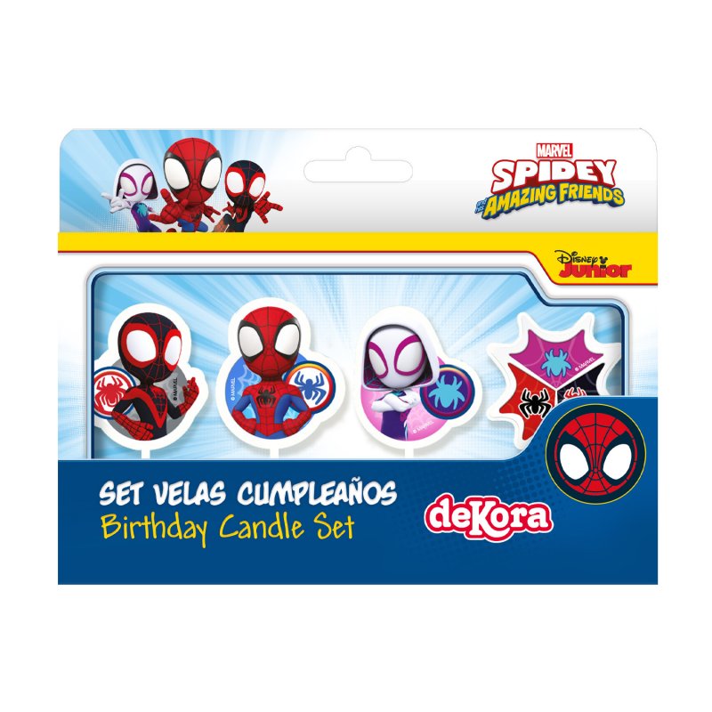 4 Velas de Aniversário 3x4cm Spider-Man (Homem-Aranha) Spidey