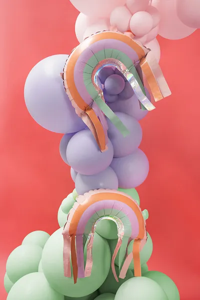 3 Balões Foil 38x41cm Arco-Íris com franjas