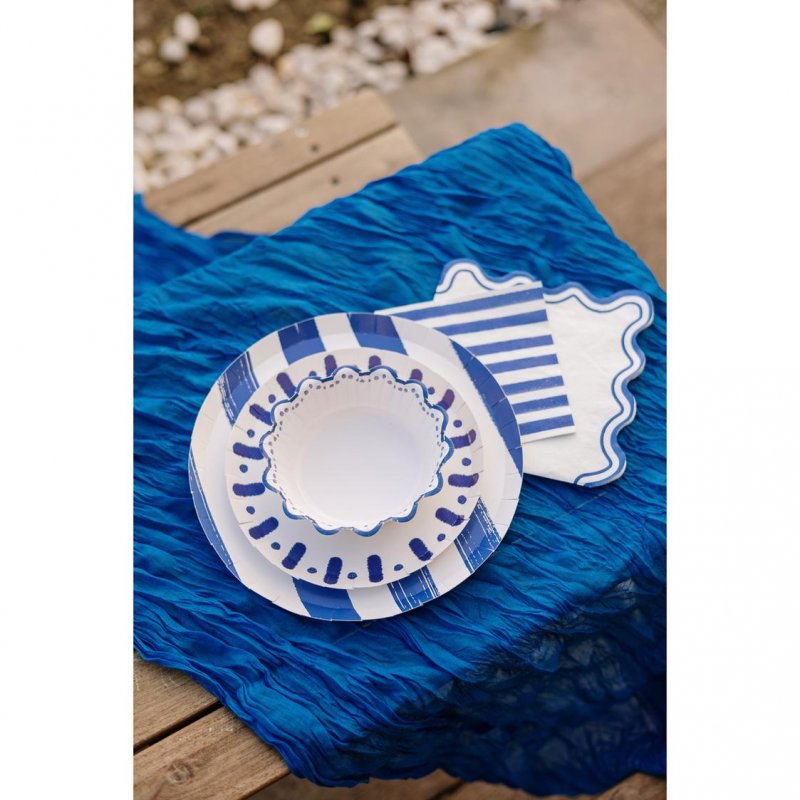 6 Pratos 23cm Mix&Match - Riscas Azuis