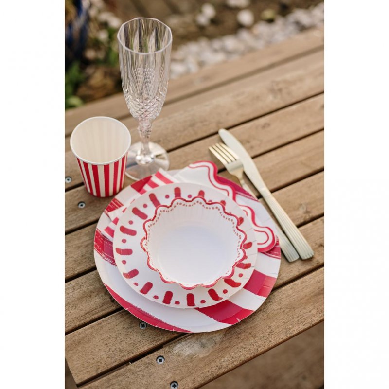 6 Copos 255ml Mix&Match - Riscas Vermelhas