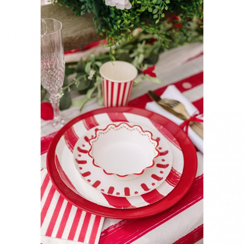 6 Taças 13cm Mix&Match - Riscas Vermelhas