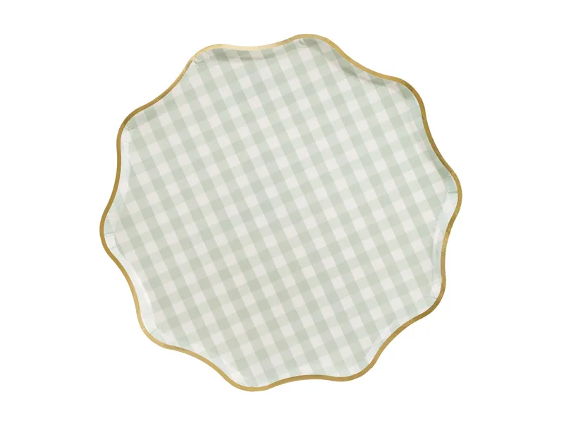 6 Pratos 23cm Xadrez Vichy Verde Pastel