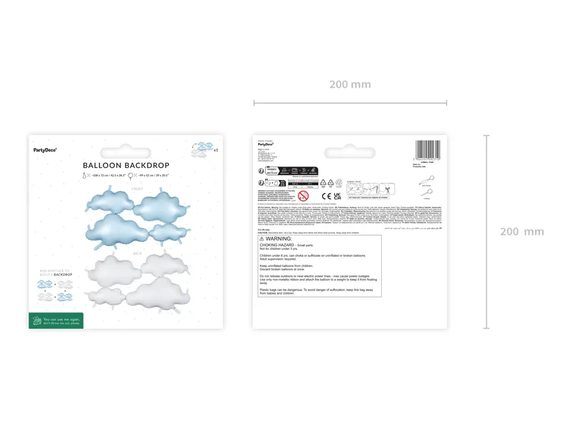 Balão Foil Backdrop Nuvens 99x52cm