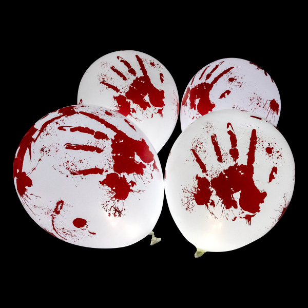 4 Balões látex 27,5cm LED Mãos com sangue
