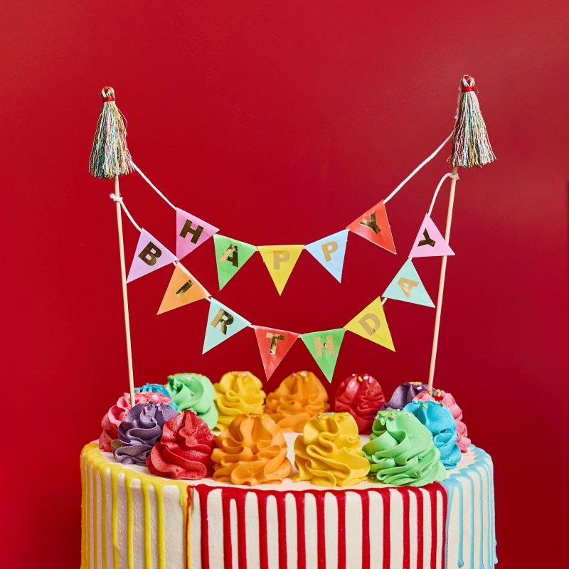 Topo de Bolo Happy Brithday Bright Banquet