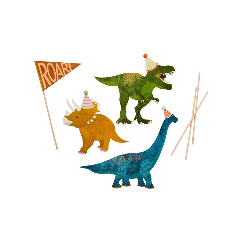 Topos de Bolo Party Dinosaur