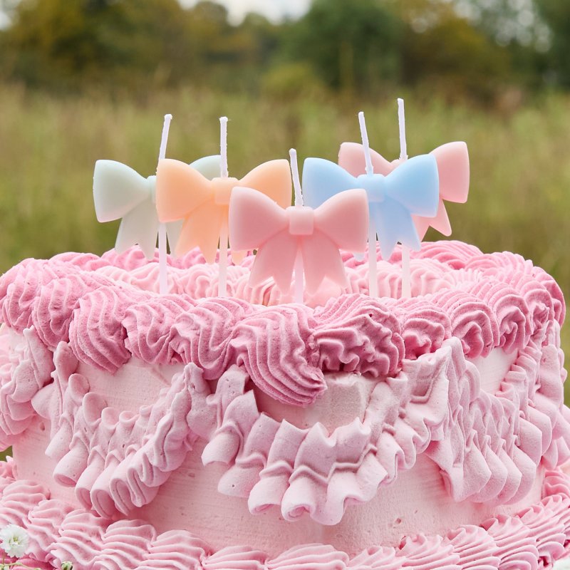 5 Velas de Aniversário Laços Pastel