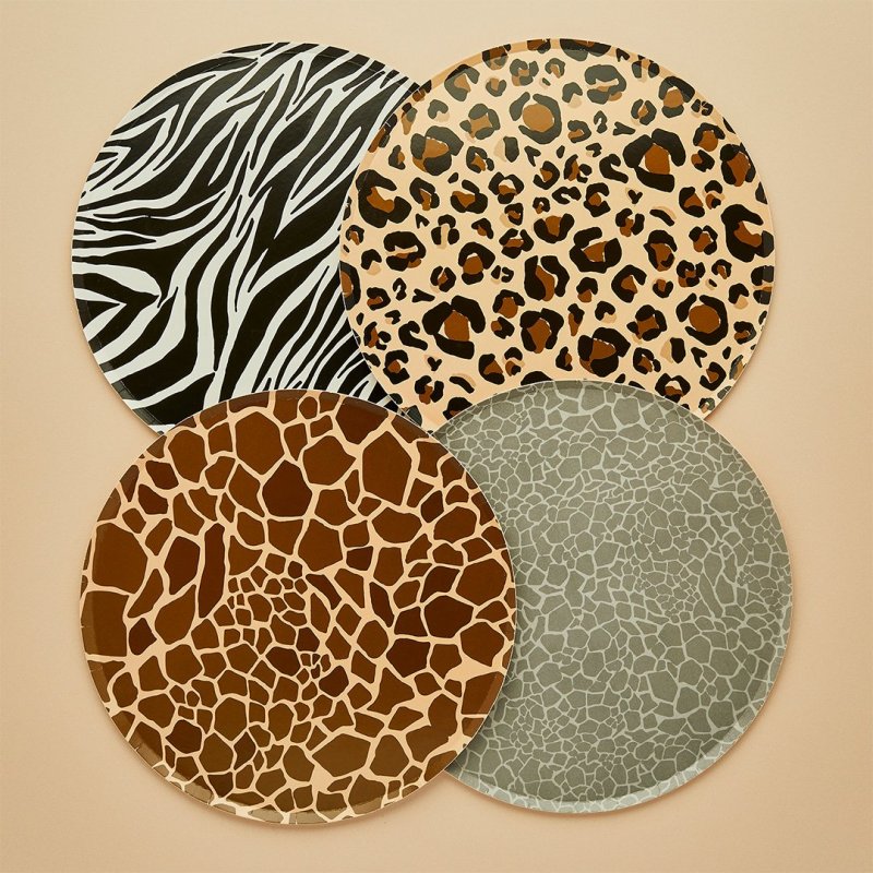 8 Pratos 22,5cm Animal Print