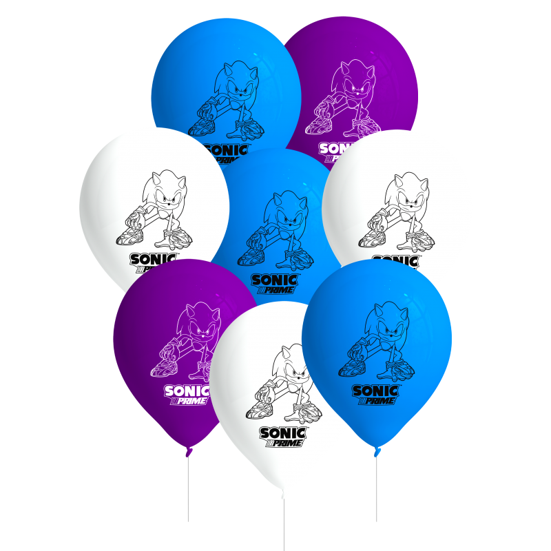 8 Balões Latex 11'' Sonic The Hedgehog