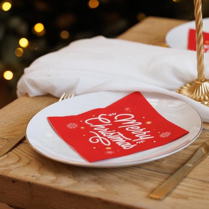 20 Guardanapos 33cm Merry Christmas