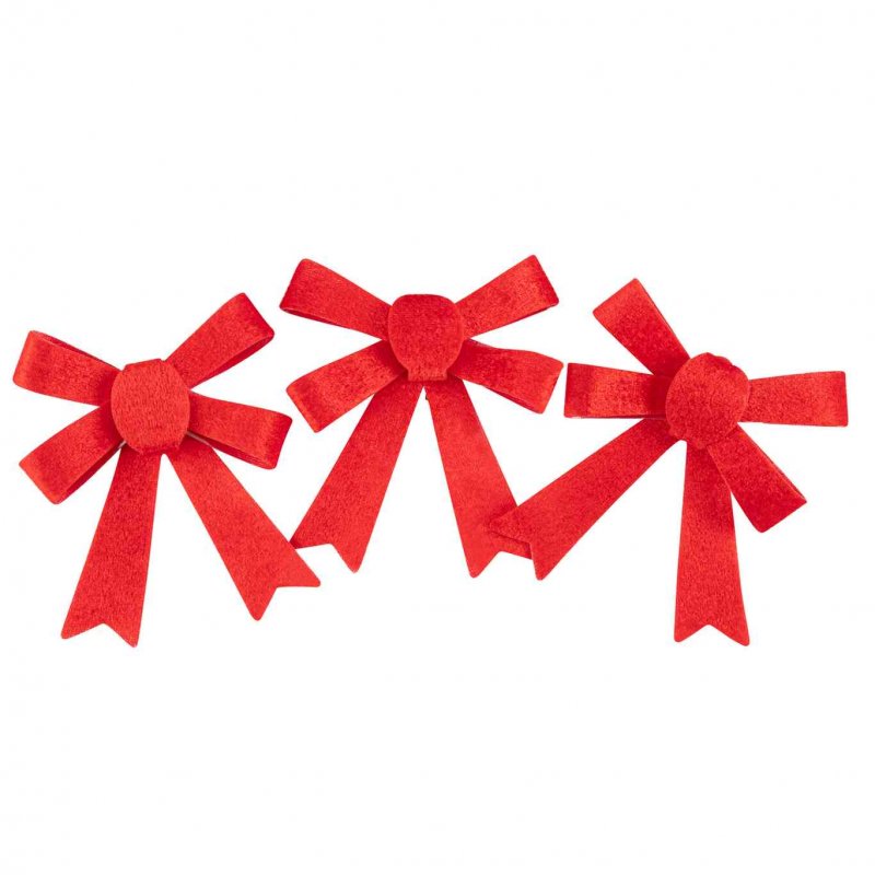 3 Laços de Veludo 10x11cm Vermelho Brilhante