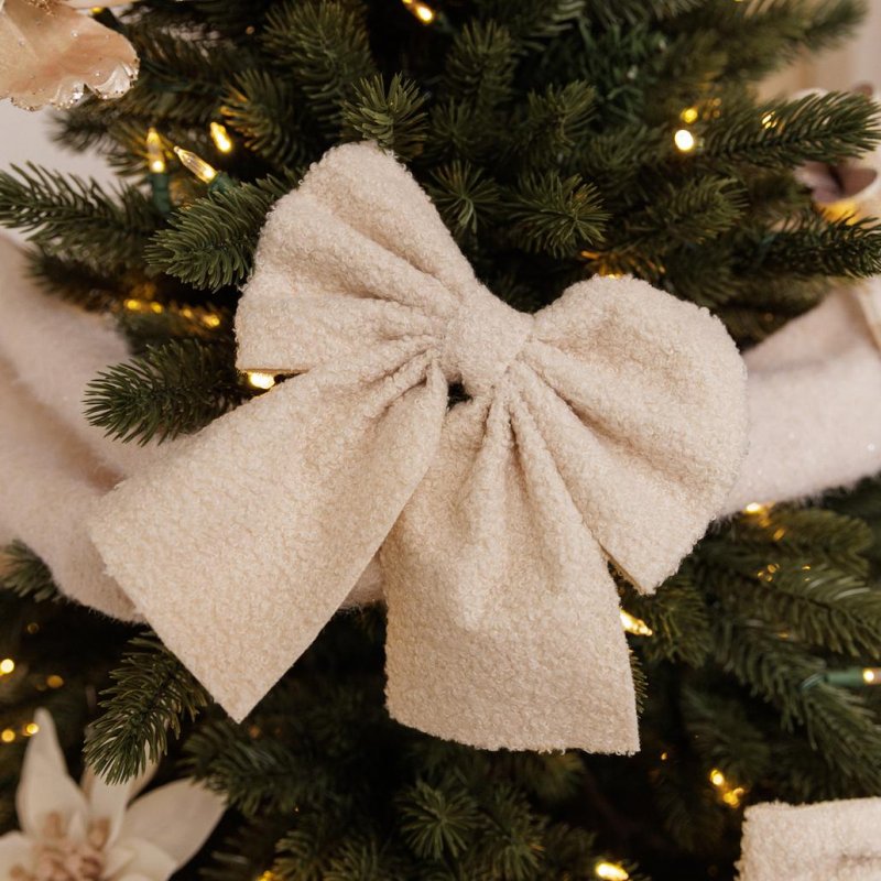 Laço Tecido Bouclé Creme 25x25cm