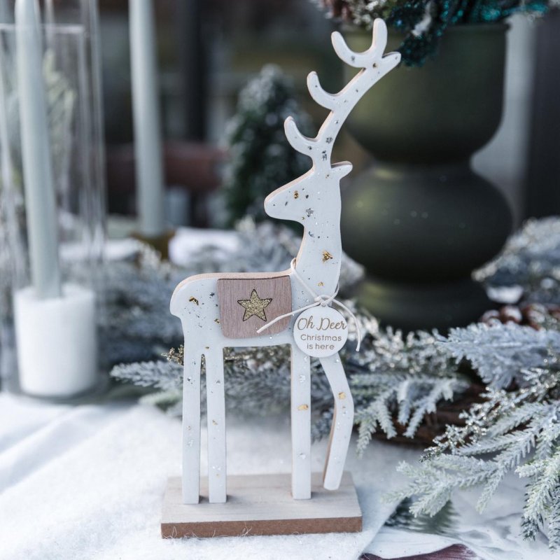 Rena de Madeira 10x25x5cm Natal