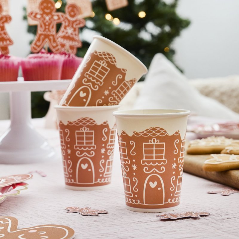 8 Copos 250ml Gingerbread House