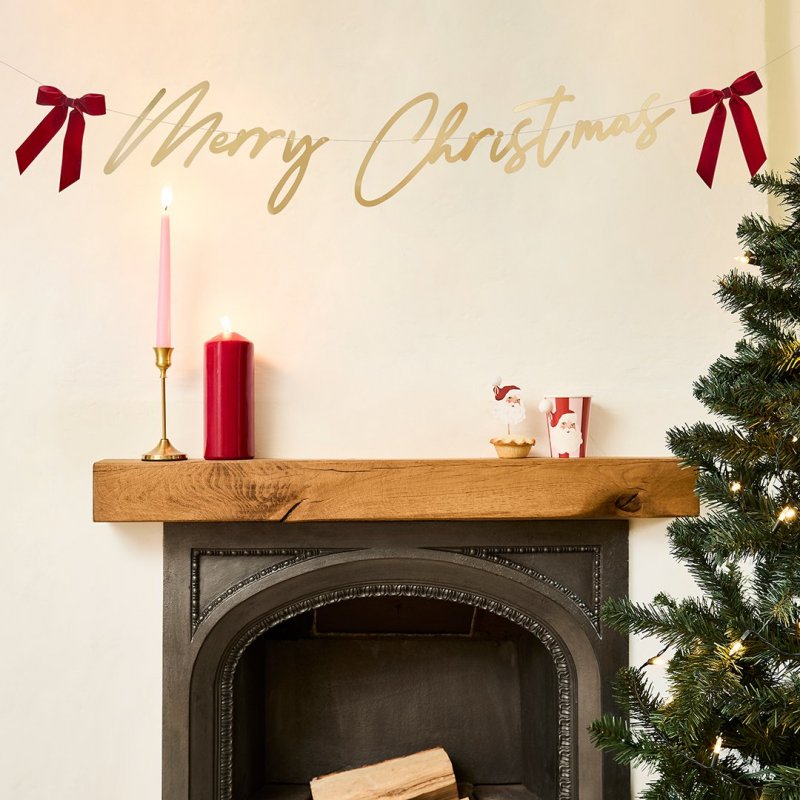 Grinalda 2m Merry Christmas com Laços Veludo